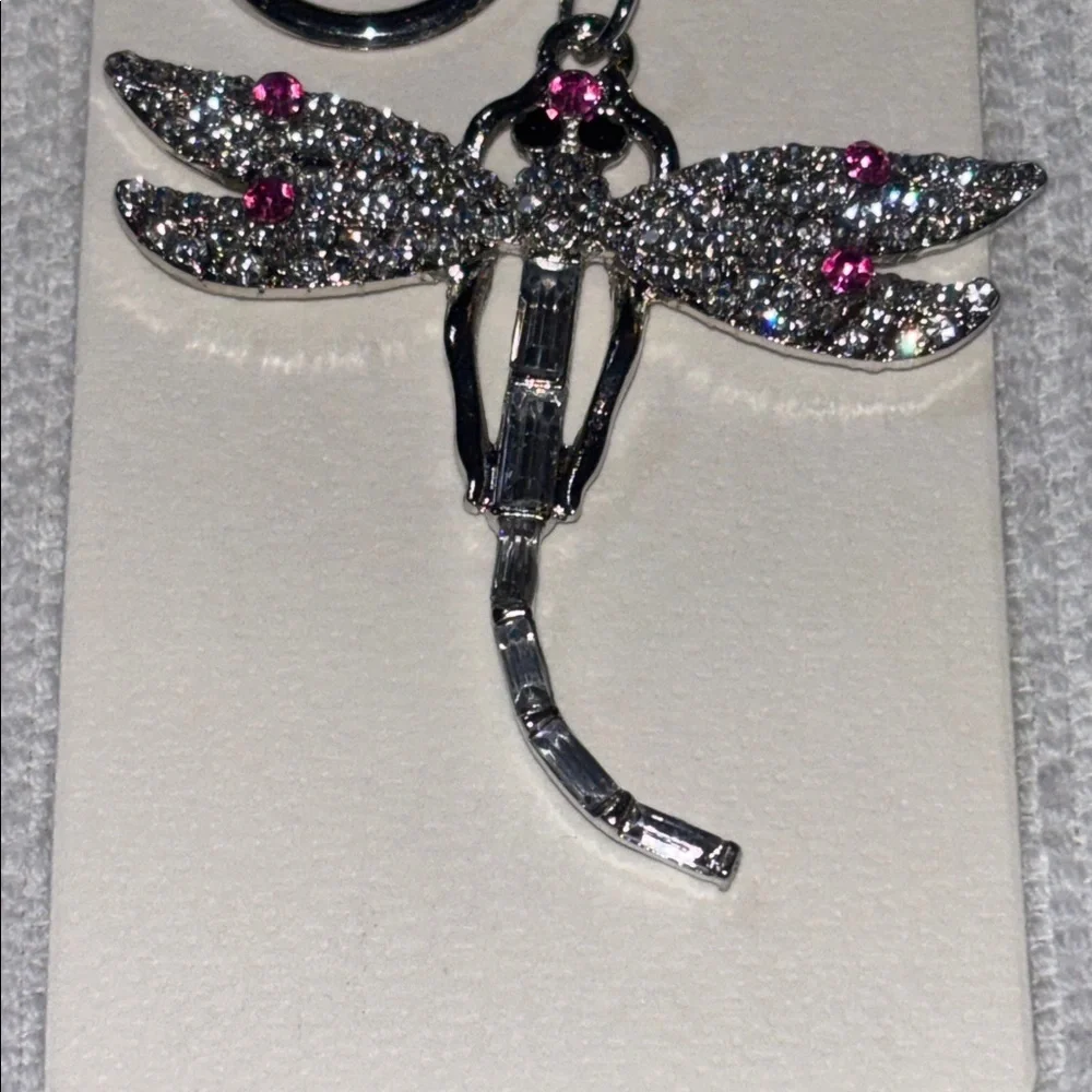 Dragonfly Keychain/Bag Charm with Pink Accents